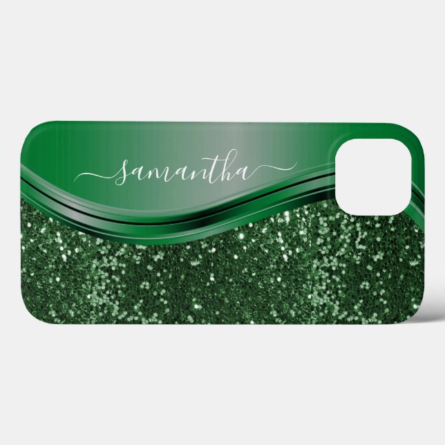 Coques Case-Mate iPhone Parties scintillant look Emerald Green Nom personn (Verso (horizontal))