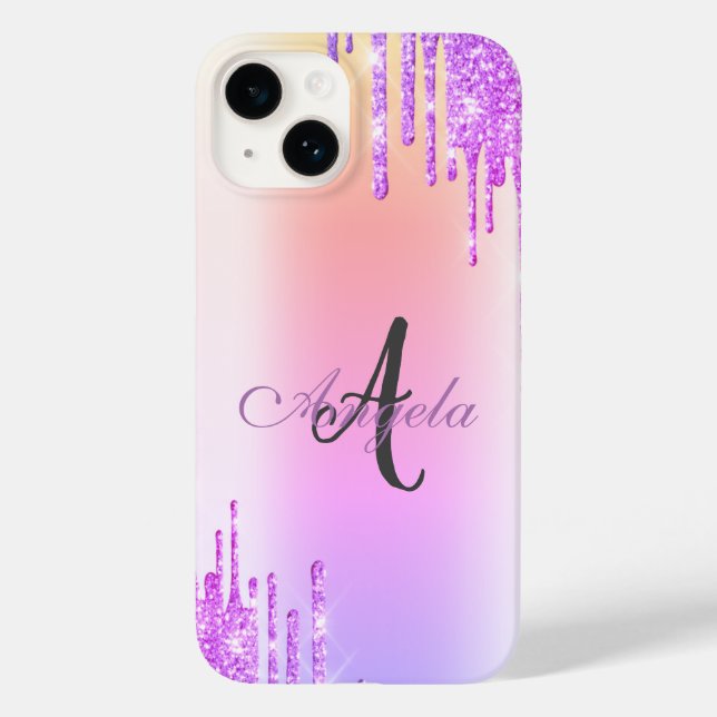 Coques Case-Mate iPhone Parties scintillant moderne, Ombre, Monogramme (Verso)