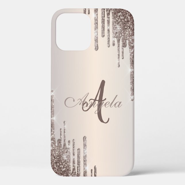 Coques Case-Mate iPhone Parties scintillant modernes Rose Gold, Monogramme (Verso)