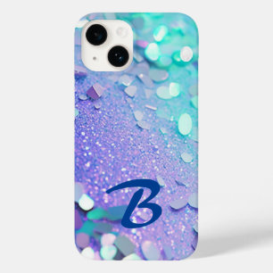 Coque Pour iPhone 14 Parties scintillant Monogramme Blue Lavender Mint