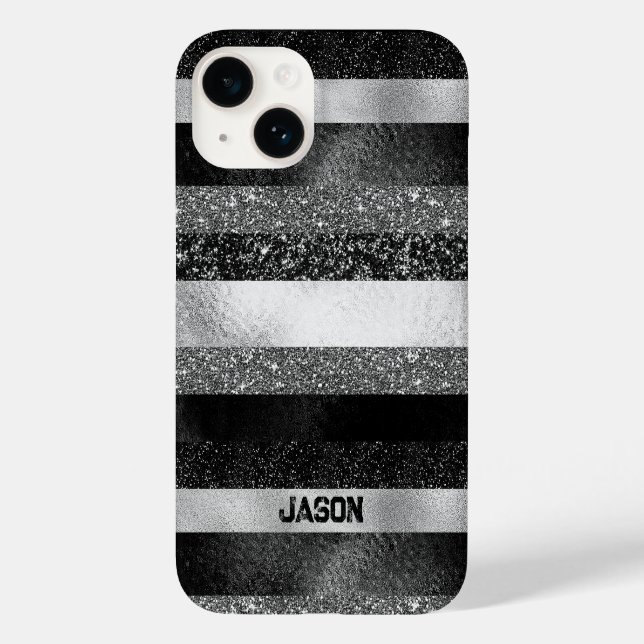 Coques Case-Mate iPhone Parties scintillant noire et argent (Verso)