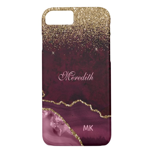 Coques Case-Mate iPhone Parties scintillant or Bourgogne Agate Personnalis (Dos)