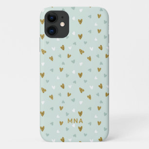 Case-Mate iPhone Case Parties scintillant or mignonne et Coeurs de Mint