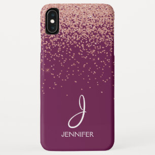Case-Mate iPhone Case Parties scintillant or rose et Monogramme Bourgogn