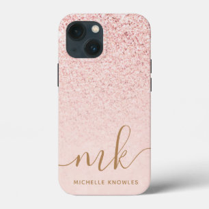 Case-Mate iPhone Case Parties scintillant or Rose tendance Initiales fan
