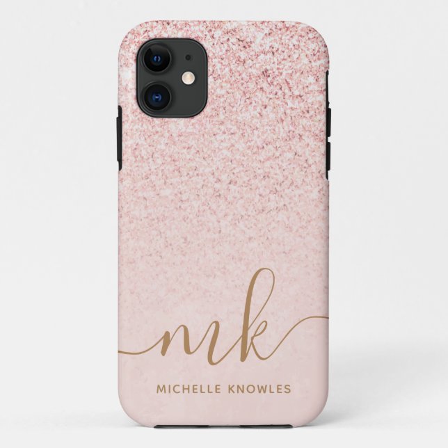 Coques Case-Mate iPhone Parties scintillant or Rose tendance Initiales fan (Dos)