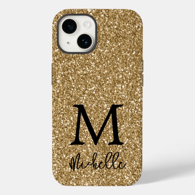 Coques Case-Mate iPhone Parties scintillant or tendance Monogramme Nom ini (Verso)