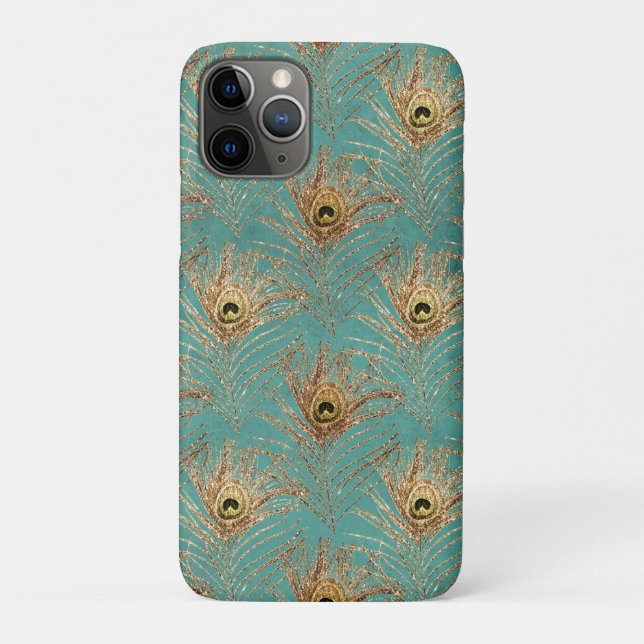Coques Case-Mate iPhone Parties scintillant Peacock Feathers Motif (Dos)