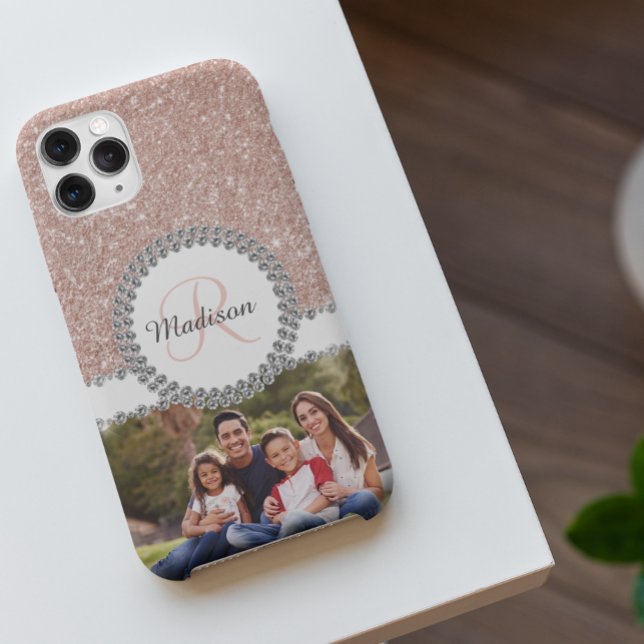 Coques Case-Mate iPhone Parties scintillant photo Rose Gold Diamond Monogr (Créateur téléchargé)