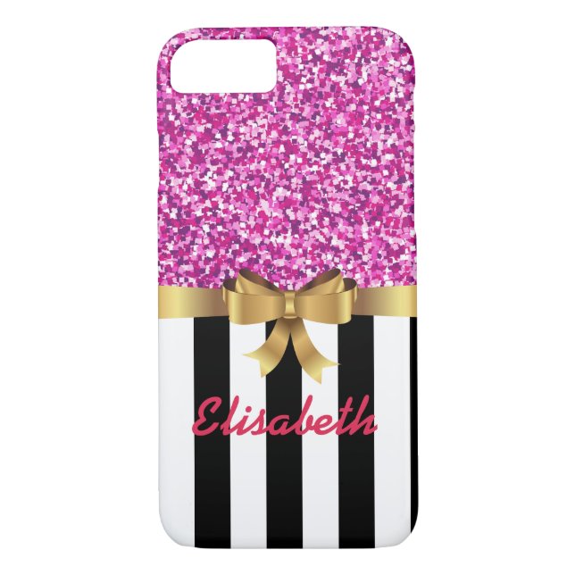 Coques Case-Mate iPhone Parties scintillant ROSE BLACk or vertical blancBO (Dos)