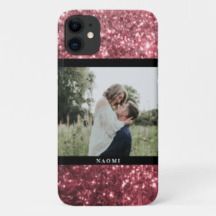Case-Mate iPhone Case Parties scintillant rose chaud et photo avec nom