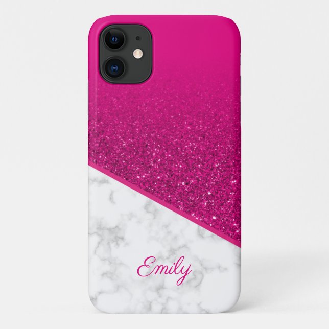Coques Case-Mate iPhone Parties scintillant rose chaud personnalisée - tél (Dos)