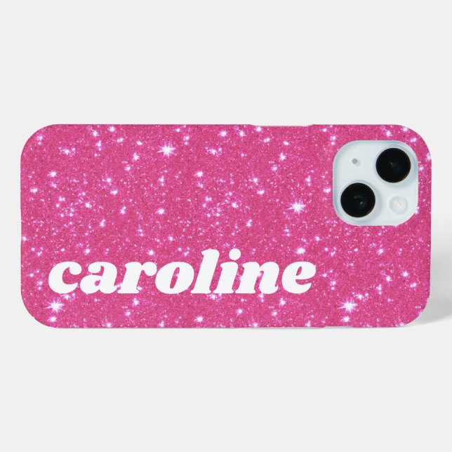 Coques Case-Mate iPhone Parties scintillant rose chaud rétro Sparkle Nom p (Verso (horizontal))