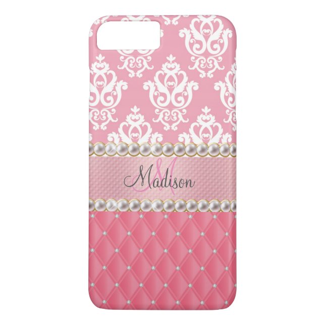Coques Case-Mate iPhone Parties scintillant rose, Damas, touffu de faux st (Dos)