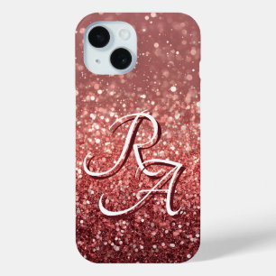 Coque Pour iPhone 15 Parties scintillant rose étincelante avec initiale