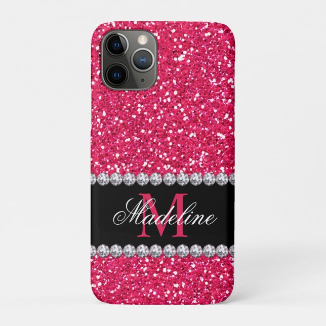 Coques Case-Mate iPhone Parties scintillant rose, Gem, Monogramme (Dos)