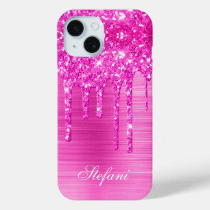 Coque Pour iPhone 15 Parties scintillant rose gouttes à chaud rose Foil