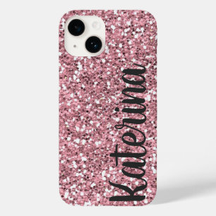 Coque Pour iPhone 14 Parties scintillant rose personnalisée avec votre