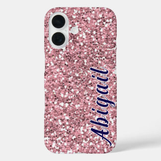 Coques iPhone 16 Parties scintillant rose personnalisée avec votre 