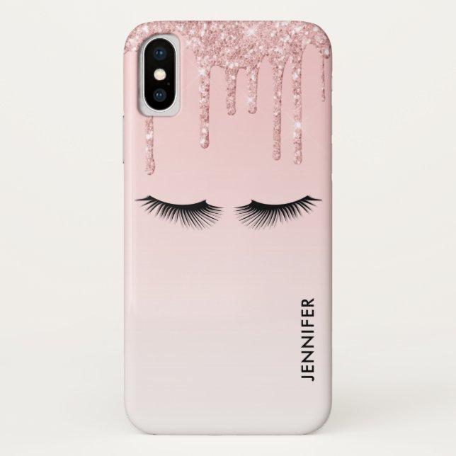 Coques Case-Mate iPhone Parties scintillant roses modernes, gouttes et cil (Dos)