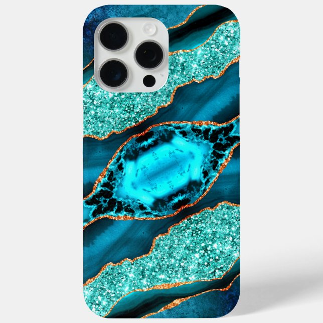 Coques Case-Mate iPhone Parties scintillant turquoise Blue Gold Aqua Turqu (Verso)