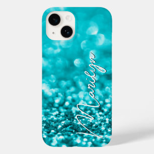 Coque Pour iPhone 14 Parties scintillant Turquoise personnalisée