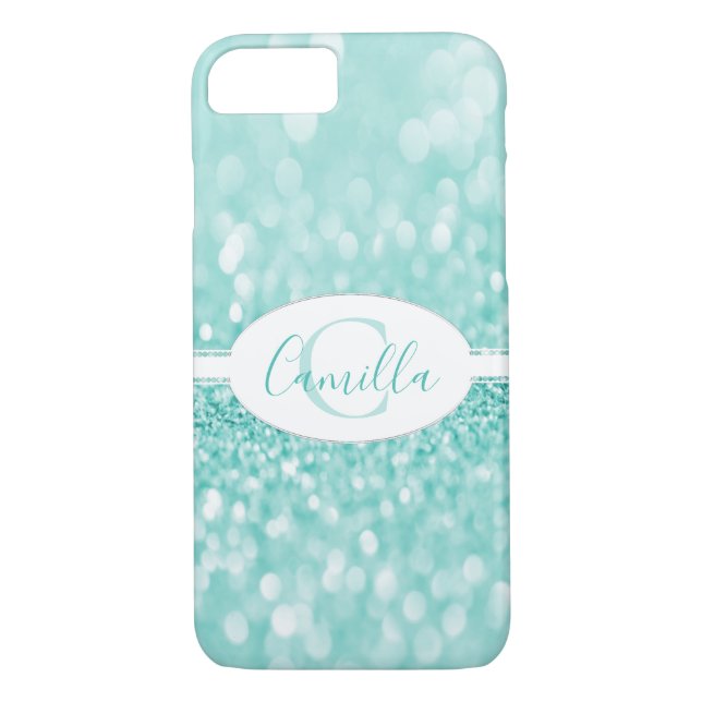 Coques Case-Mate iPhone Parties scintillant turquoise Personnaliser le coq (Dos)