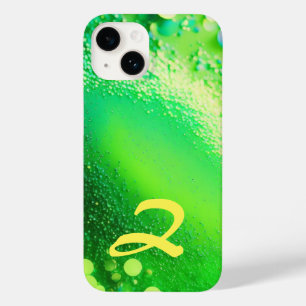 Coque Pour iPhone 14 Parties scintillant verte de chaux monogramme