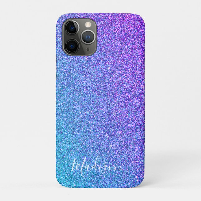 Coques Case-Mate iPhone Parties scintillant violet bleu Girl Nom Sparkle O (Dos)