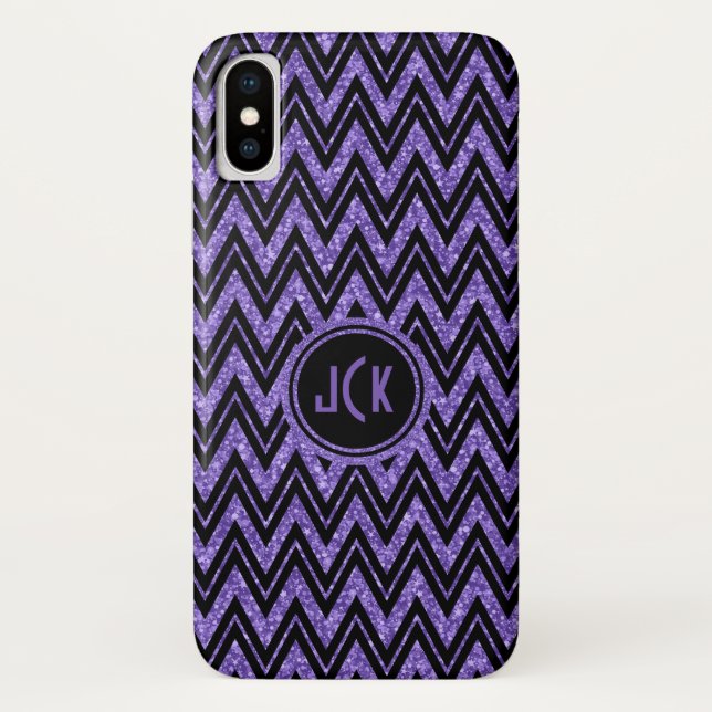 Coques Case-Mate iPhone Parties scintillant violet géométrique et Zigzag n (Dos)