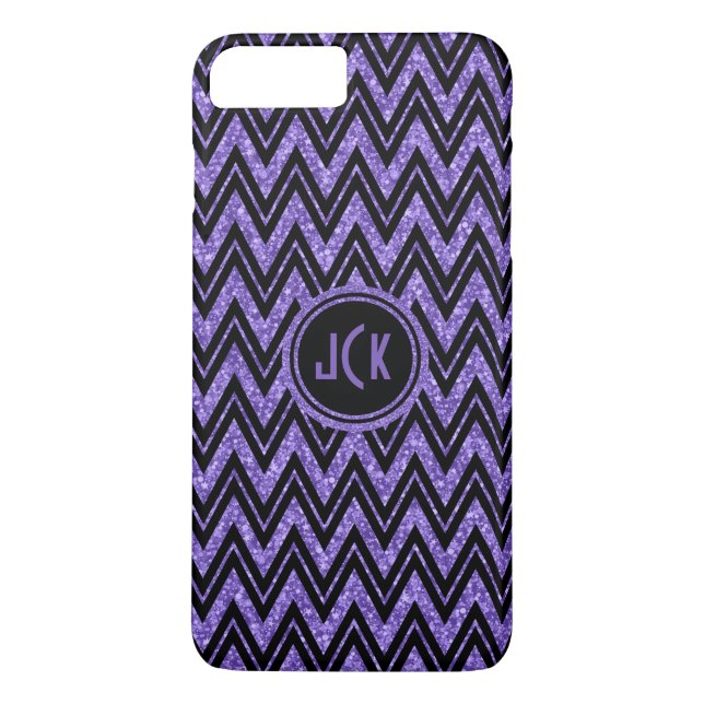 Coques Case-Mate iPhone Parties scintillant violet monogramme et Zigzag no (Dos)