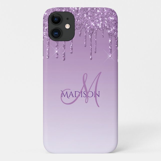 Coques Case-Mate iPhone Parties scintillant Violet Monogramme Étincelles G (Dos)