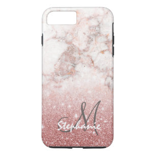 Coques Pour iPhone Parties scintillantes roses Ombre de marbre blanc