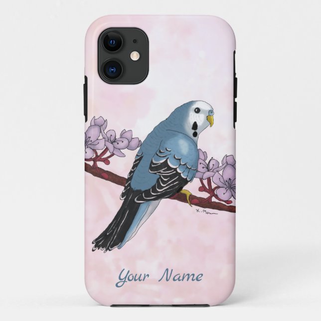 Coques Case-Mate iPhone Parure bleu aquarelle avec fleurs (Dos)