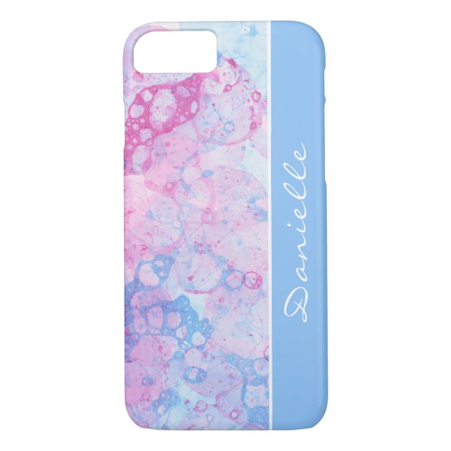 Coques Case-Mate iPhone Pastel Aquarelle Motif Abstrait avec nom (Dos)