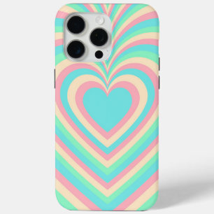 Coque iPhone 15 Pro Max Pastel Blue Rainbow Hypnotic Heart Lot Motif