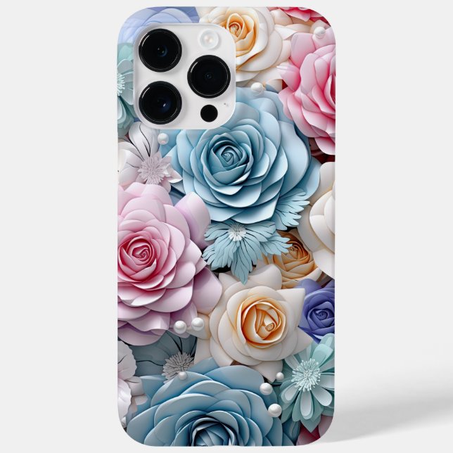 COQUES Case-Mate iPhone PASTEL COULEUR D'EAU 3D ROSES (Verso)