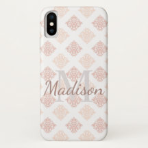 Pastel Damask Blush Pink Cute Nom initial