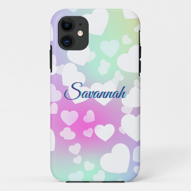 Coques Case-Mate iPhone Pastel Falling Hearts Personnalisé (Dos)