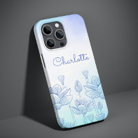 Pastel Floral Silhouette Overlay Nom personnalisé