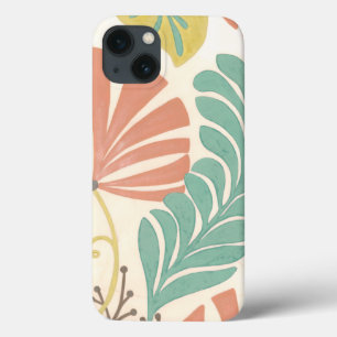 iPhone 13 Case Pastel Floral Vines et Feuilles sur Arrière - pla