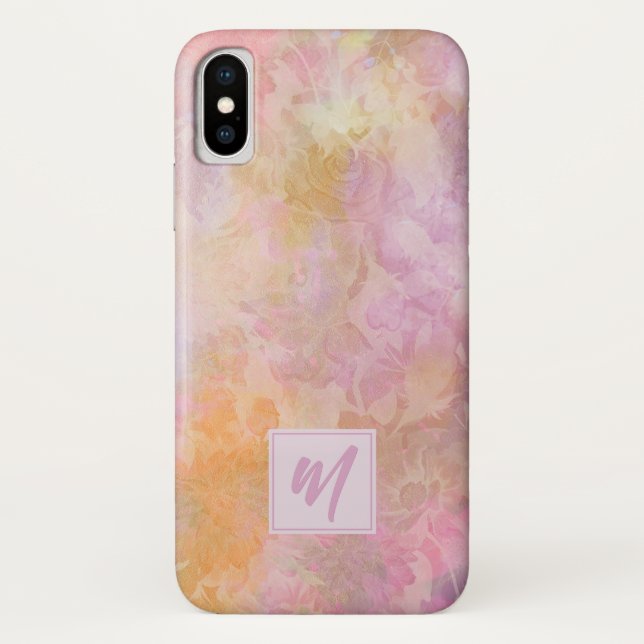 Coques Case-Mate iPhone Pastel Florals With Chic Script Monogram (Dos)