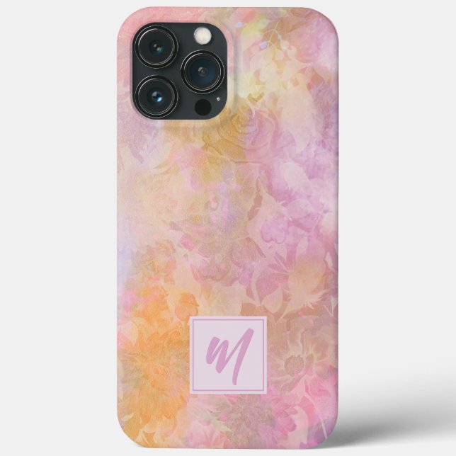 Coques Case-Mate iPhone Pastel Florals With Chic Script Monogram (Verso)