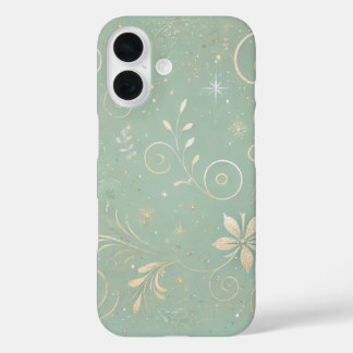 Coques iPhone 16 Pastel Green Shade Floral Motif