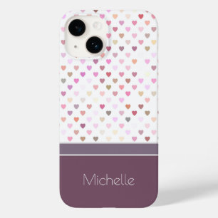 Coque Pour iPhone 14 Pastel Passion Coeurs Nom personnalisé