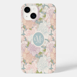 Coque Pour iPhone 14 Pastel Peony & Butterfly Flower Motif