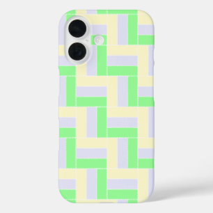 Coques iPhone 16 Pastel Rectangles Lignes en pointillé blanc Motif