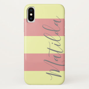 Case-Mate iPhone Case Pastel Rose Yellow Stripe Nom personnalisé