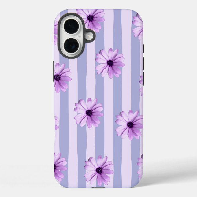 Coques Case-Mate iPhone Pastel stripes pattern with Daisies (Verso)