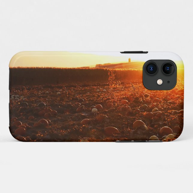 Coques Case-Mate iPhone Patch de citrouilles Coucher de soleil jaune  (Dos (Horizontal))